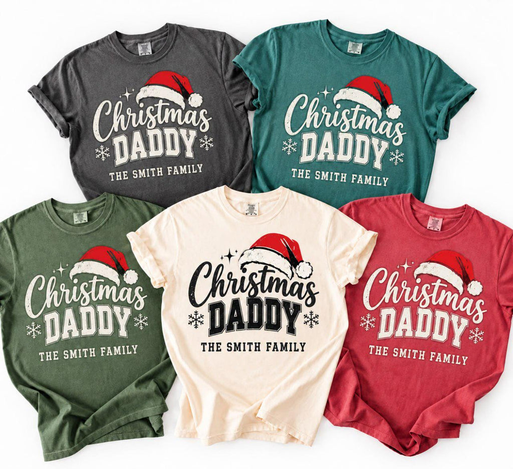 Custom Family Christmas Shirts, Personalized Christmas Grandma Grandpa Mommy Matching Tees, Family Name Holiday Crew T-Shirt Gift