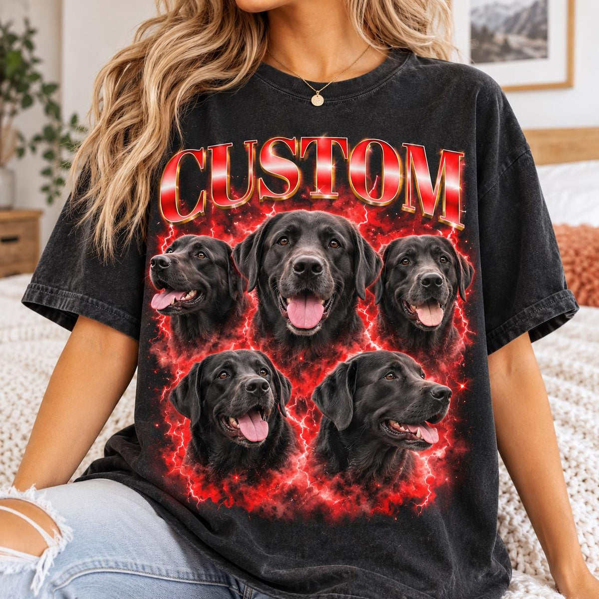 Custom Pet Bootleg Comfort Colors Shirt, Personalized Dog Photo Tee, 90s Vintage Bootleg T-Shirt, Custom Dog Lover Gift, Christmas Gift