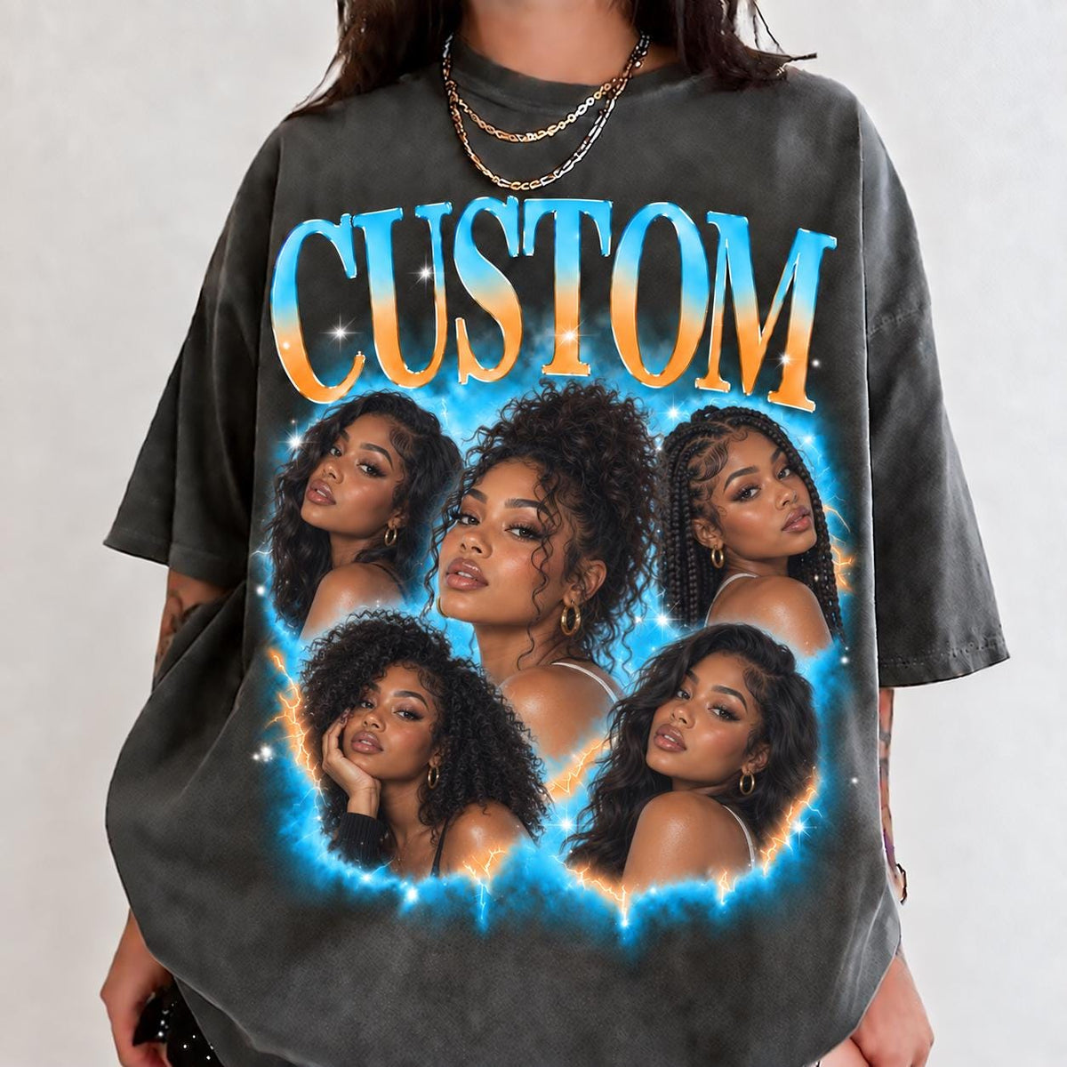 Custom Vintage Bootleg Comfort Colors Shirt, Personalized Boyfriend Girlfriend Photo & Name Tee, Couple Portrait Gift