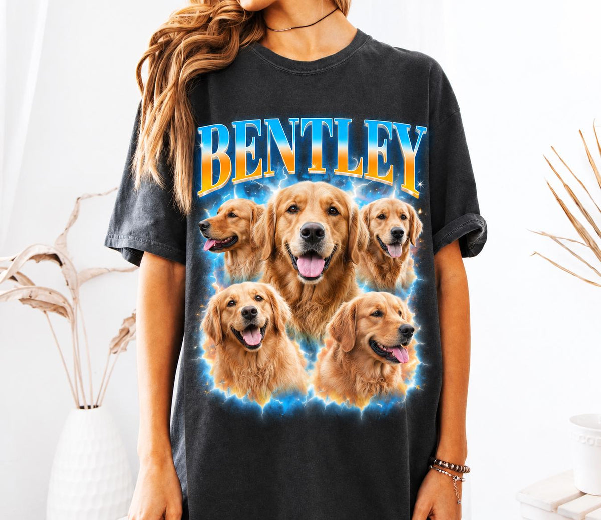 Custom Pet Bootleg Comfort Colors Shirt, Personalized Dog Photo Tee, 90s Vintage Bootleg T-Shirt, Custom Dog Lover Gift, Christmas Gift