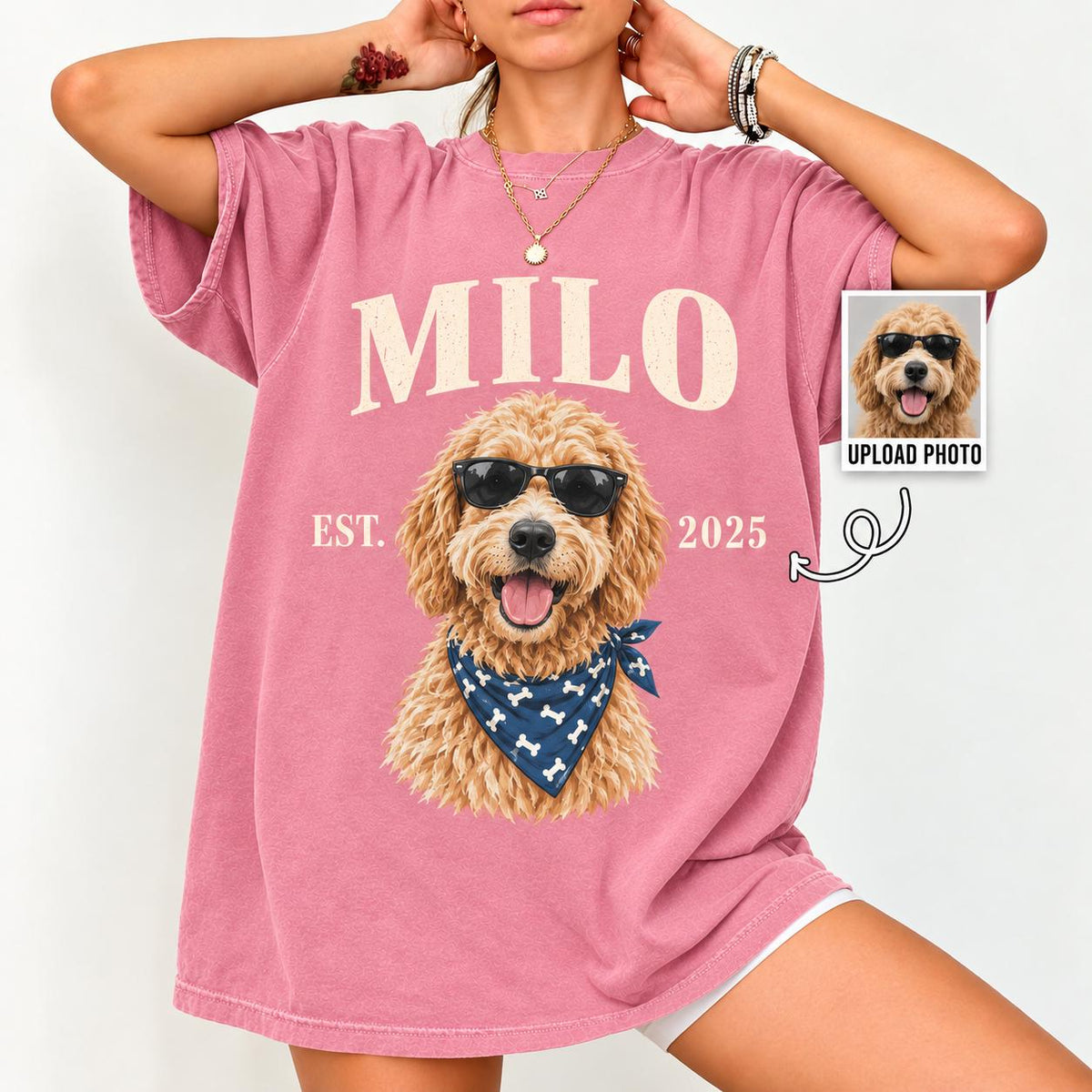 Personalized Pet Photo Comfort Colors Shirt, Custom Dog Cat Portrait & Name Tee, Pet Memorial Gift for Dog Mom Cat Mom