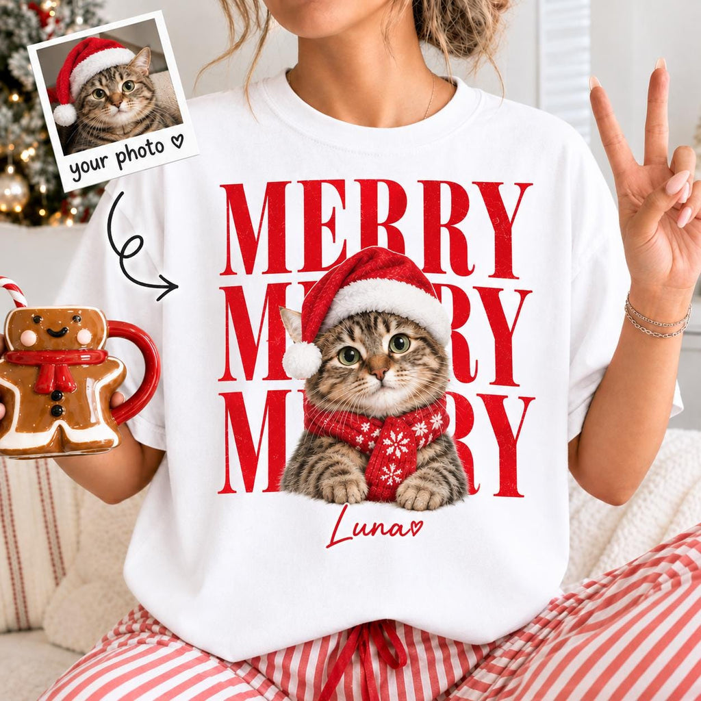 Personalized Pet Christmas Comfort Colors Shirt, Custom Dog Cat Name Holiday Tee, Matching Family Xmas Gift for Pet Lovers
