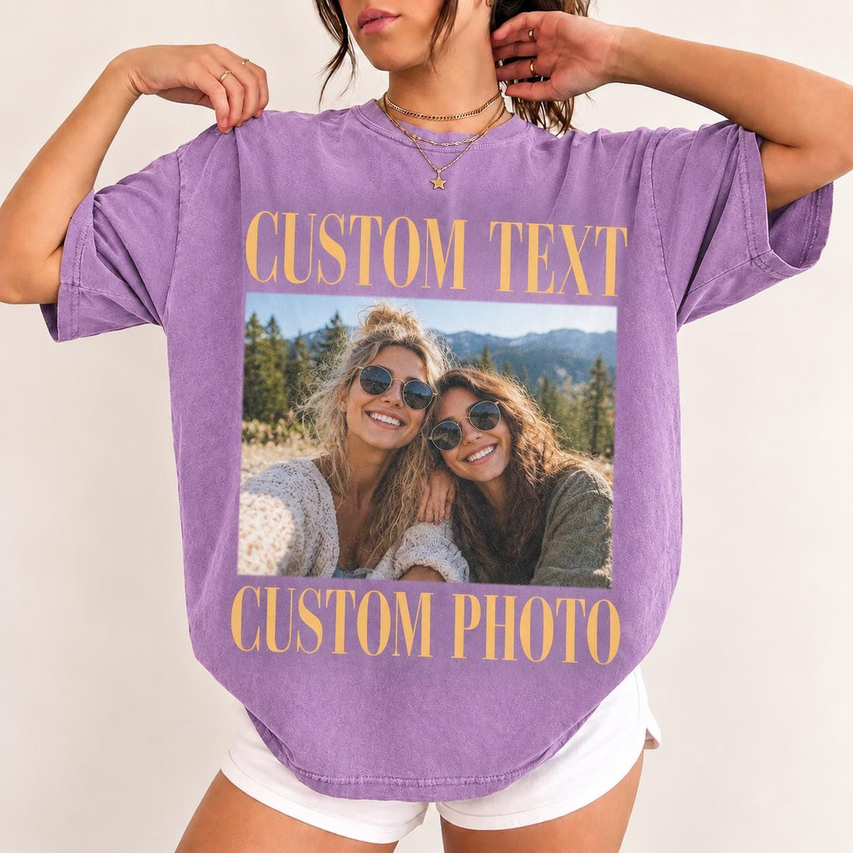 Personalized Photo & Text Shirt, Custom Picture T-Shirt, Upload Your Own Image Tee, Funny Birthday Gift for Bestie